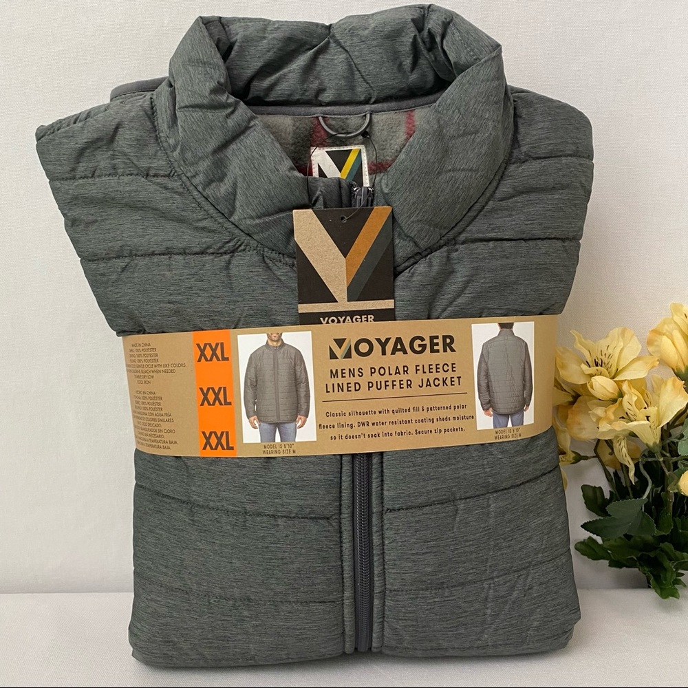 VOYAGER mens polar fleece lined puffer jacket, NWT